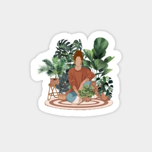 Plant lady, Girl with plants 4 Sticker